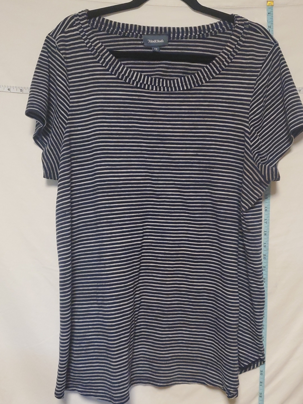 ModCloth Navy White Short Sleeve Striped Tee 2X Classic Coastal Staple Layering